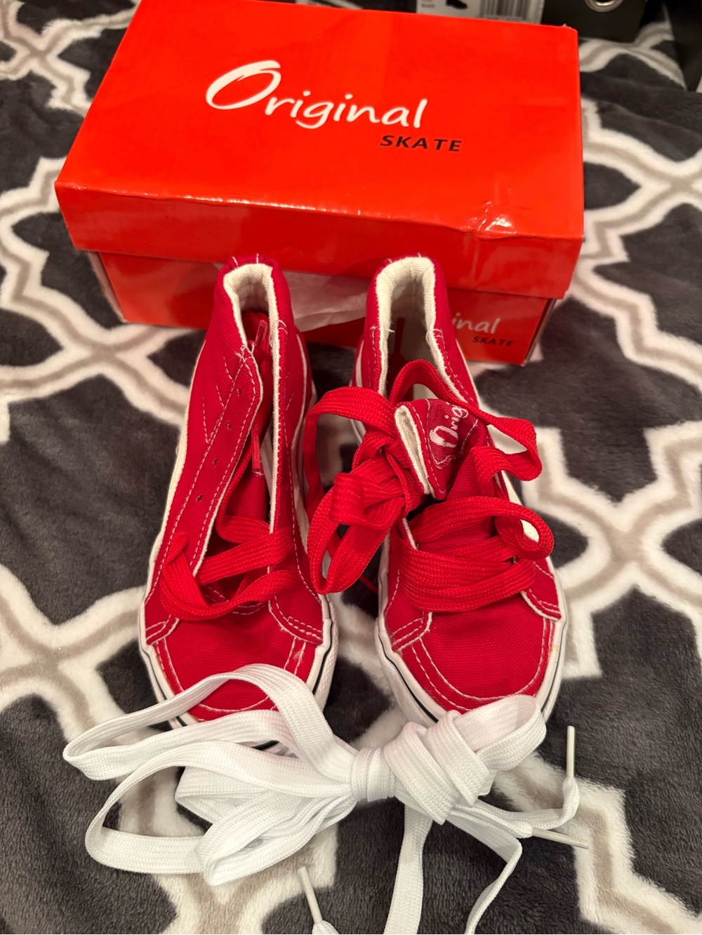 Kid’s Skate Red High-Top Canvas Sneakers